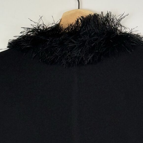 Calvin Klein Black Cropped Stretchy Slinky Fringe Cardigan Women's Medium NEW - Picture 5 of 7
